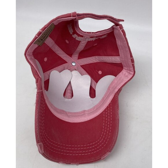 Kbethos "Jeep Hair Don't Care" Baseball Cap NWT Women Pink Distressed - Picture 6 of 6